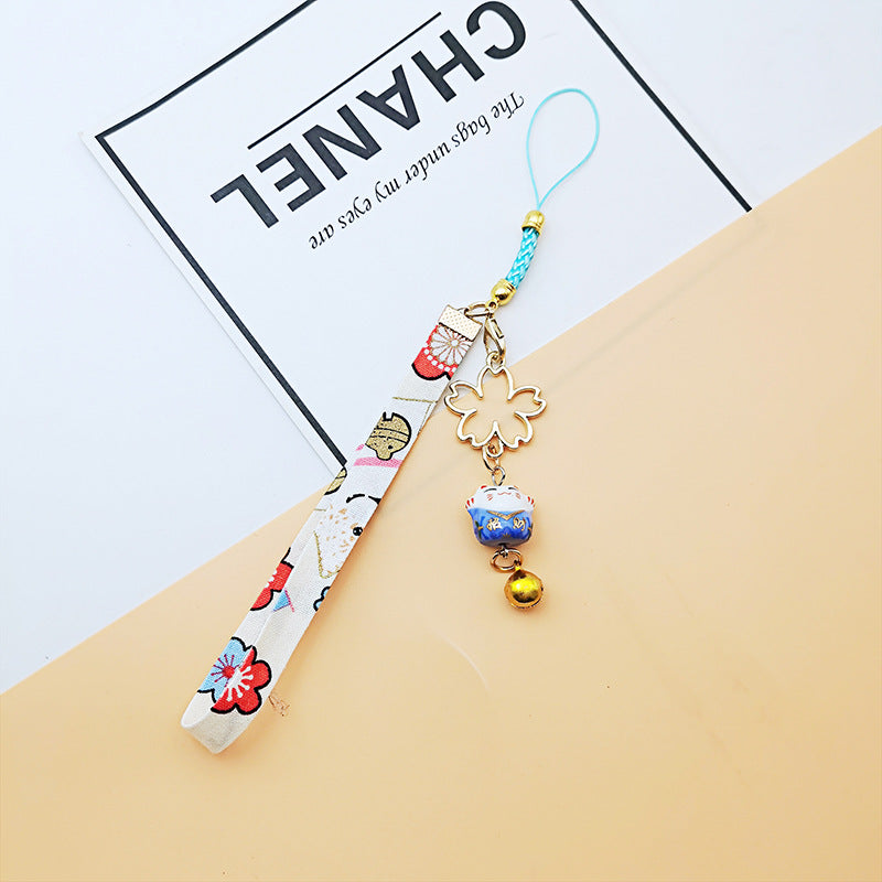 Wholesale Japanese Lucky Cat Bell Metal Keychains